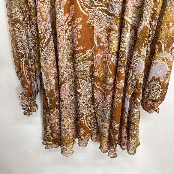 House Of Harlow Womens Chiffon Boho Mini Dress Size Small Floral Paisley Ruffle - Picture 4 of 9